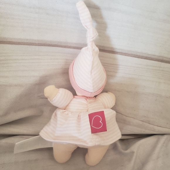 🌞SOLD🌞 Bonikka Precious Baby Rubber Face Cotton Doll 6.5" Pink White Stripe - Picture 4 of 7